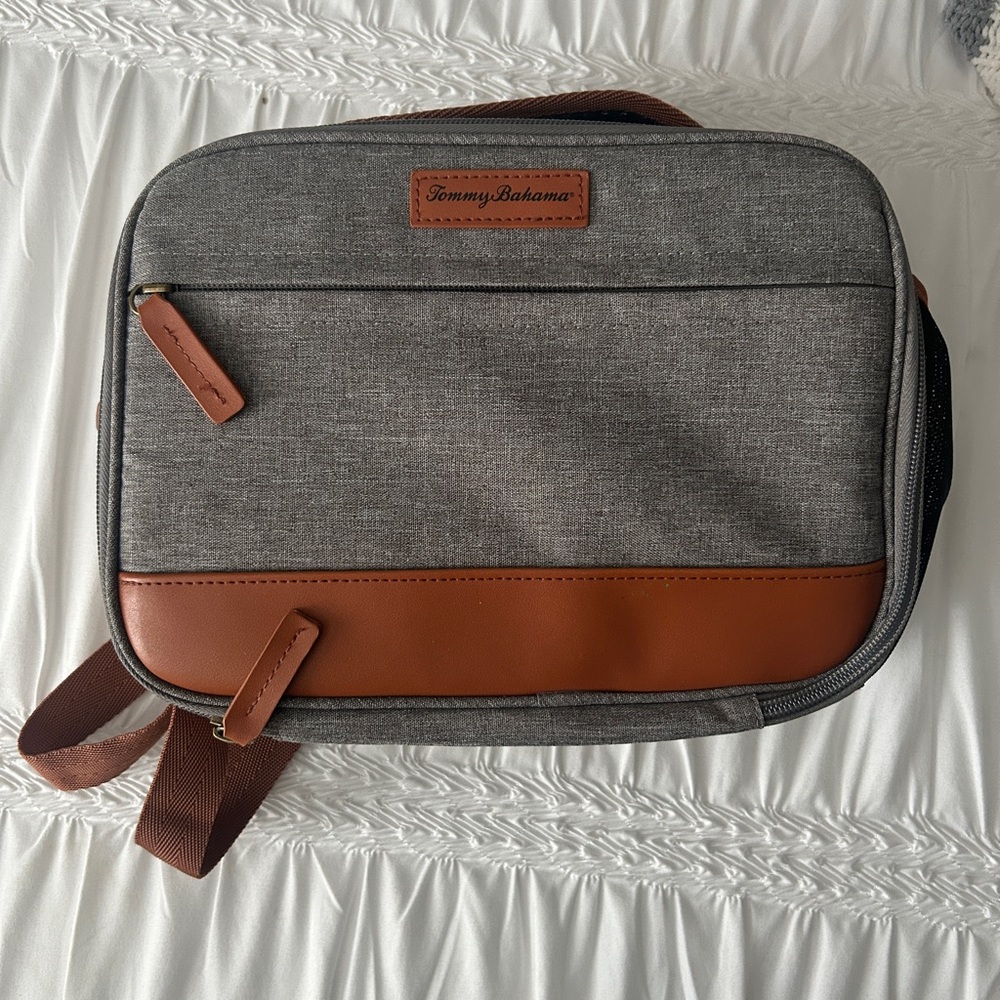 Tommy Bahama Charcoal and Chestnut Messenger Bag